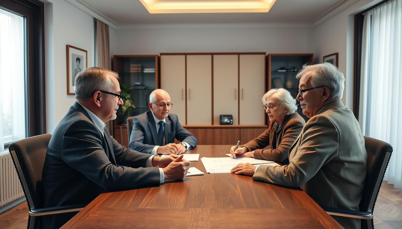 Family reviewing legal documents